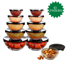 Conjunto 10 Potes Tigela Vidro Bowl Marmita Tampa Cozinha Geladeira