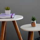 Conjunto de Mesinhas Canto E Apoio Pe Palito Madeira Tripe Porta Quadros E Objetos Branco Ou Preto